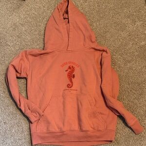 Coral Hoodie with Seahorse Design